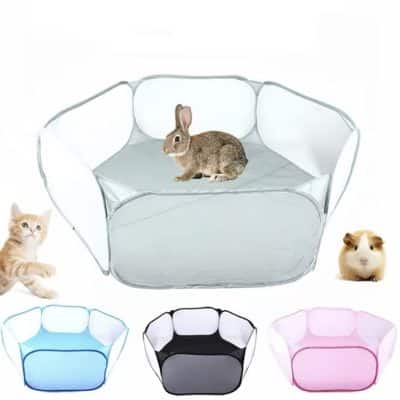 Parc en maille hexagonal multicolore pour animaux